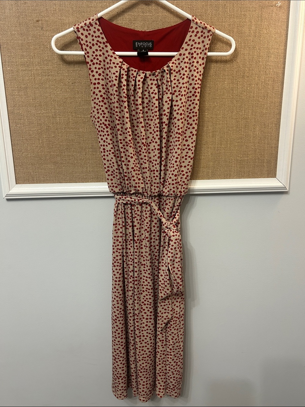 Enfocus Studio Beige Maxi Dress with Red Polka Dots